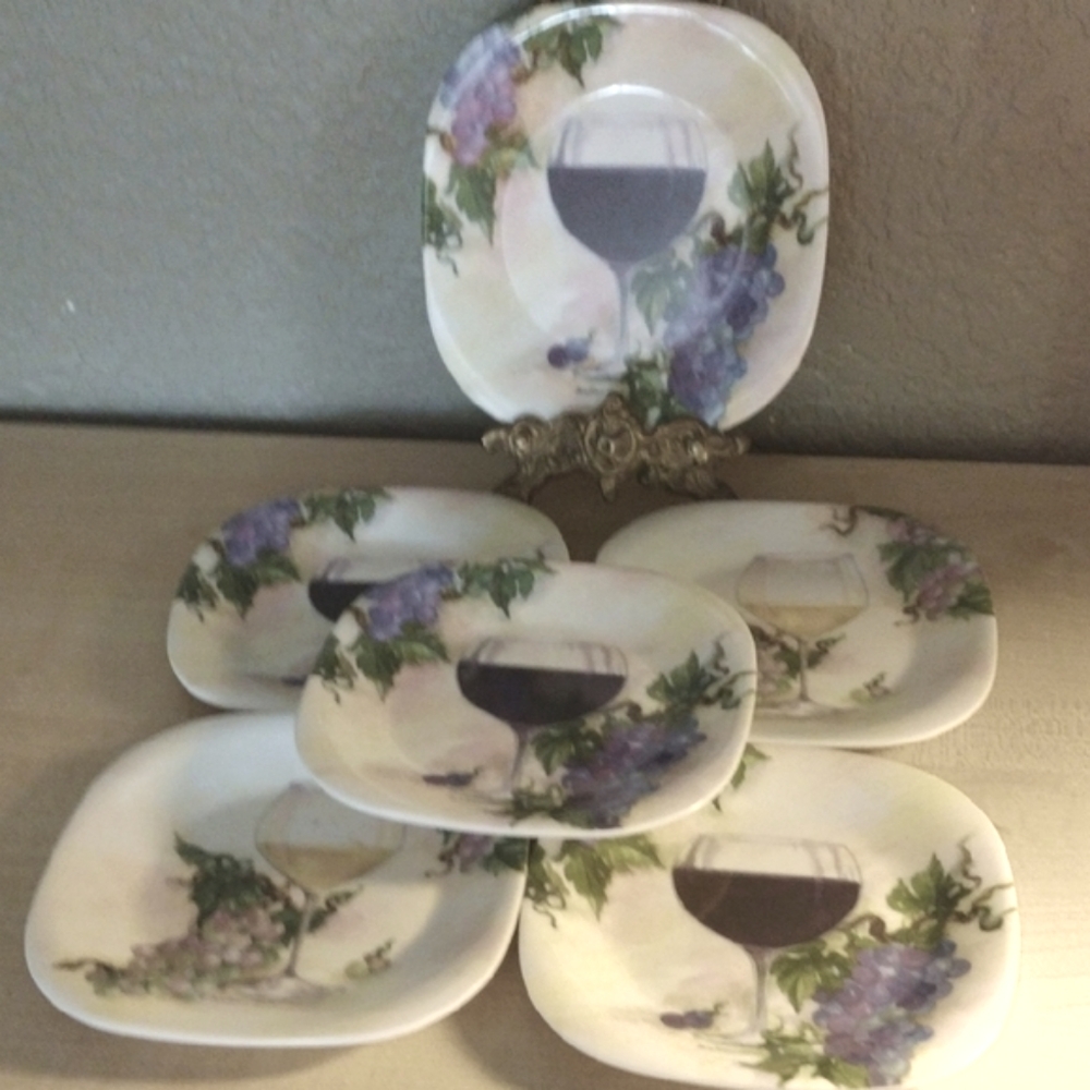Keller Charles Melamine Elegant Wine Glass Plate Set -  Set Of 6